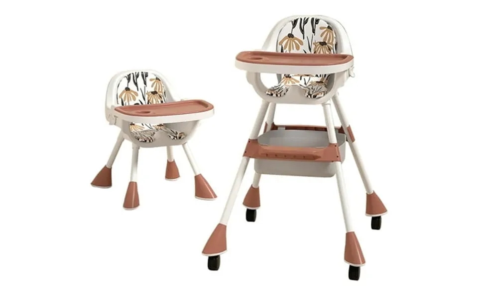 4-in-1 Highchair For Babies And Toddlers Baby High Chair Portable Baby Chair With Wheels 2 Removable Trays Support Multi