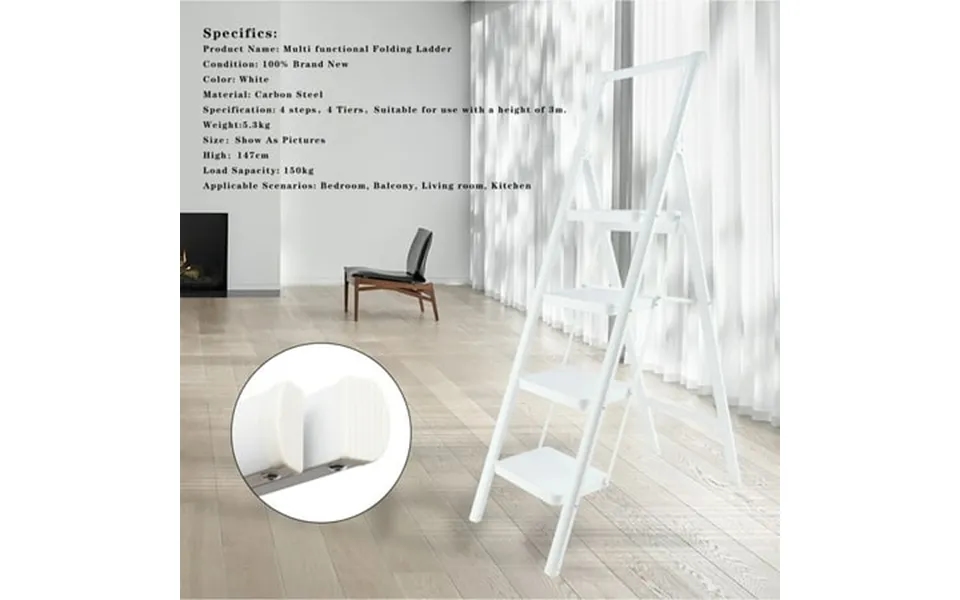 4-step Foldable Lightweight Step Stool With Anti-slip Pedal For Adults