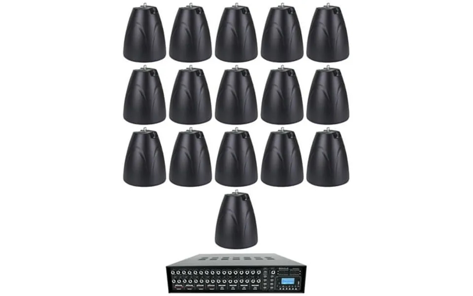 4-zone Matrix Multi Room Commercial 70v Amplifier 16 6.5 Black Pendant Speakers