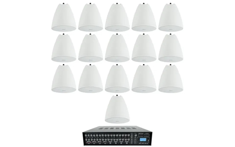 4-zone Matrix Multi Room Commercial 70v Amplifier 16 6.5 White Pendant Speakers