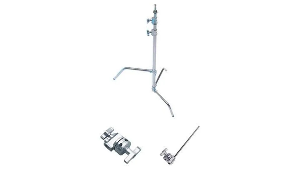 40 Lightstand 10 Double Riser C-stand With One Sliding Leg Extension Arm Grip Head Chrome Steel