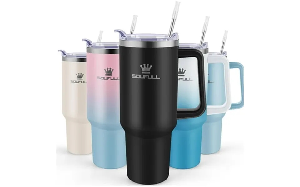 40 Oz Tumbler With Handle And Straw Lid 100% Leak-proof Travel Coffee Mug Stainless Steel Insulated Cup For Hot And Cold