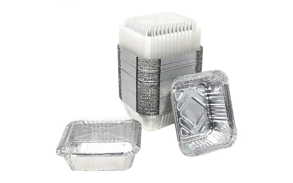 40 Pack Disposable Oblong Aluminum Foil Pans Container With Clear Lids 40 Pans And 40 Lids 1 Lb Capacity For Catering Le