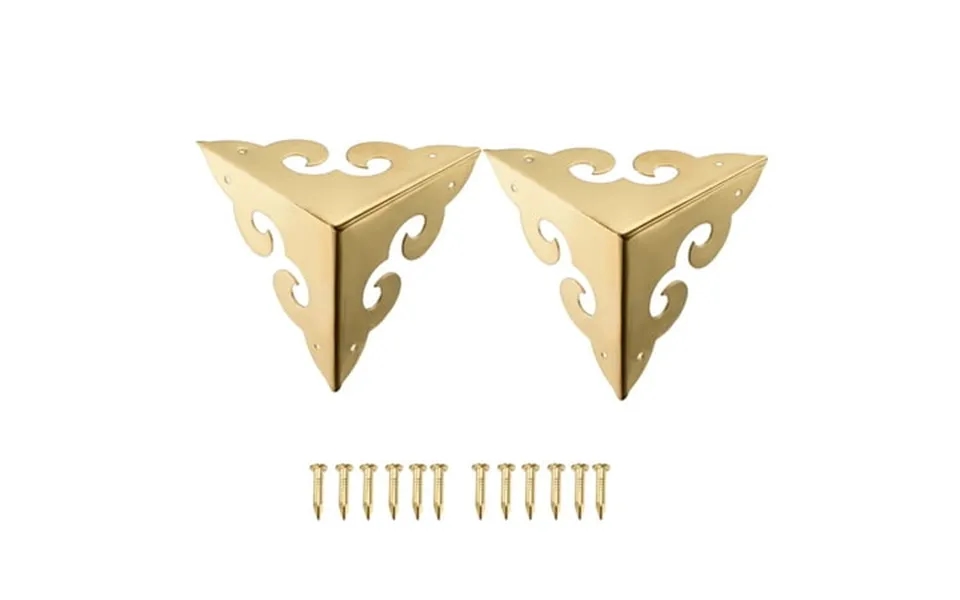 45x45x45mm Metal Box Corner Protectors Brass Tone 2 Pack