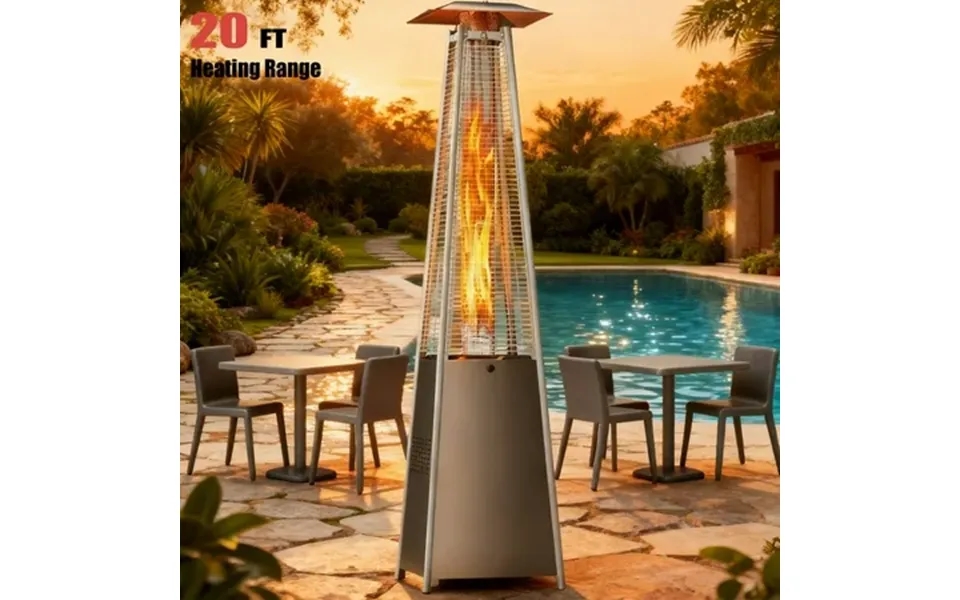 48 000 Btu Outdoor Heater Freestanding Patio Heater With Wheels And Temperature Adjustable Knob Heavy Duty Propane Patio