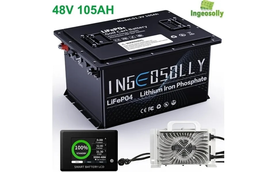 48v 105ah Golf Cart Lifepo4 Battery 5376wh Built-in 200a Bms With A Smart Monitor App 15000 Depp Cycles Lithium Battery