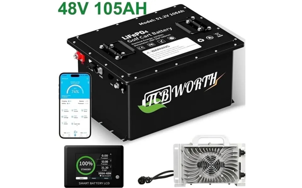 48v 105ah Golf Carts Battery Bluetooth Lithium Lifepo4 Batteries With A Smart Monitor App & 58