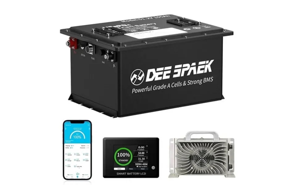 48v 105ah Lifepo4 Golf Cart Battery Bluetooth 200a Bms With App Monitor & 20a Charger For Rv Marine 15000 Deep Cycles