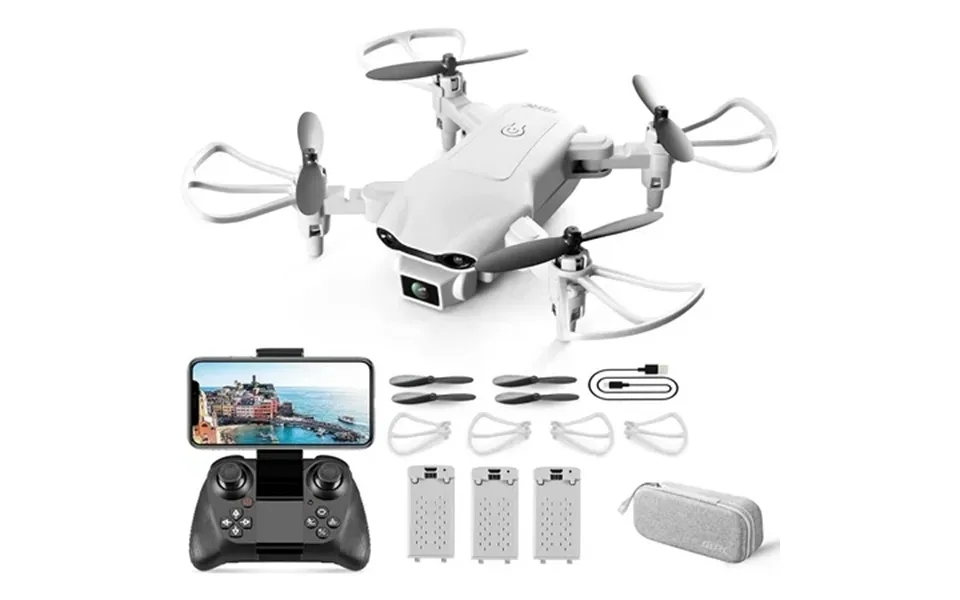 4drc V9 Mini Drone With 720p Hd Camera For Adults Foldable Quadcopter With Fpv Wifi Camera 3 Modular Batteries White