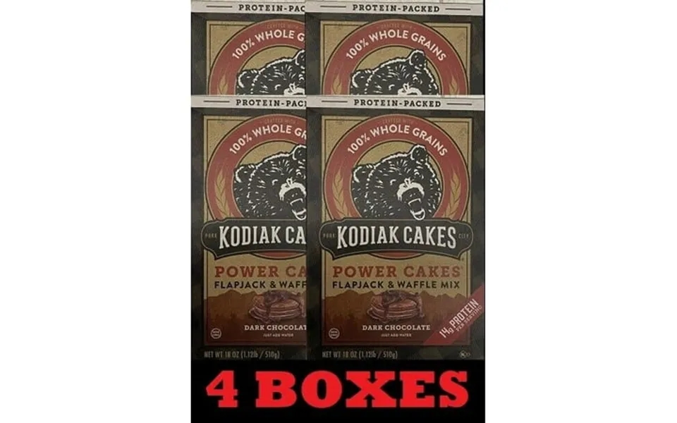 4x Kodiak Protein Cakes Dark Chocolate Flapjack & Waffle Mix 18oz - 4 Boxes