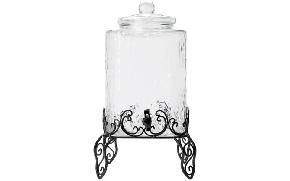 5 Gallon Glass Beverage Dispenser With Metal Stand And Chalkboard Sign