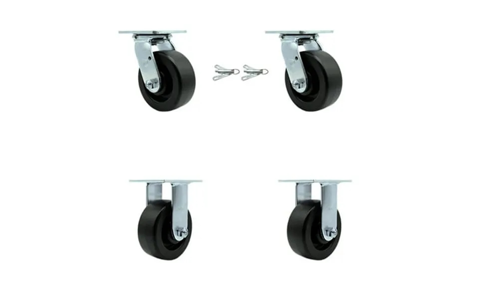 5 Inch Polyolefin Caster Set With Ball Bearings 2 Swivel Lock 2 Rigid Scc