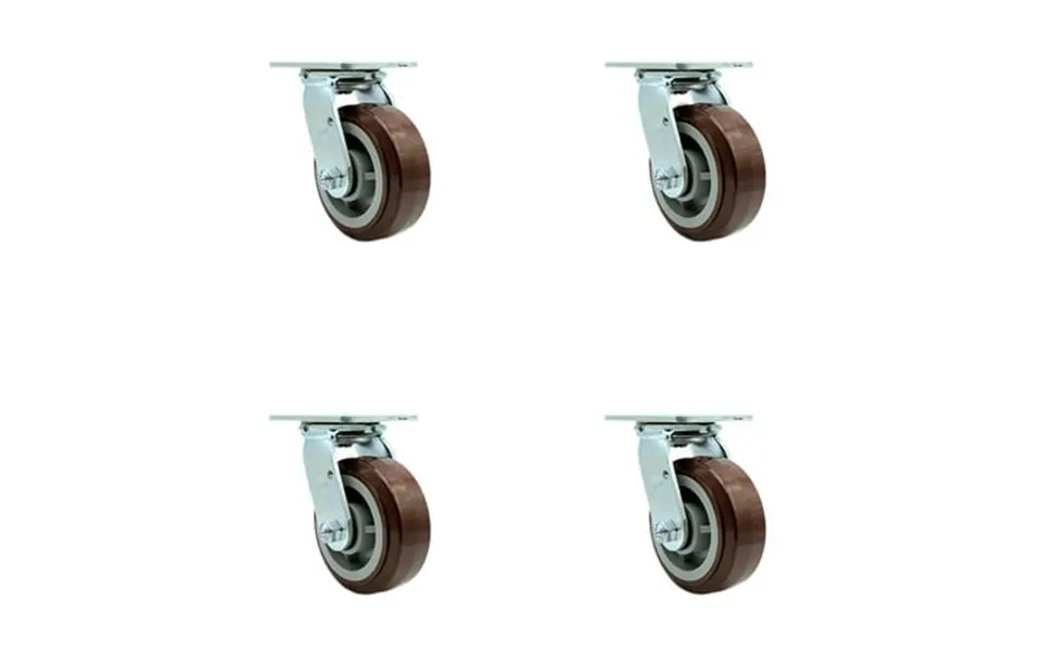 5 Inch Polyurethane Swivel Caster Set With Roller Bearing And Swivel Lock Scc