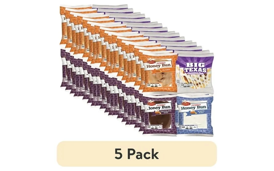 5 Pack Cloverhill Bakery Ultimate Honey Bun Variety Pack Big Texas Chocolate Iced And Glazed 16 Count