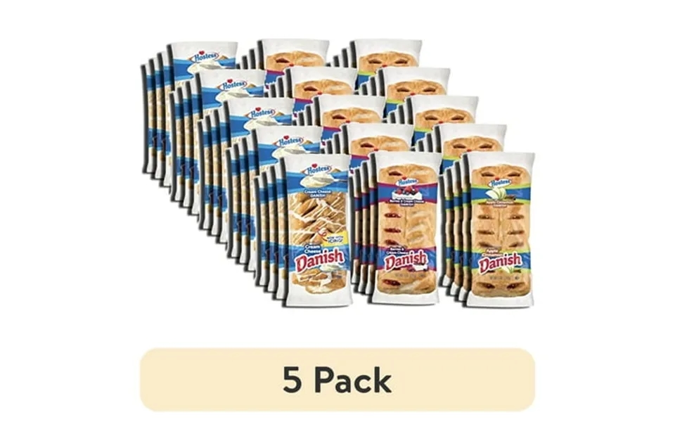 5 Pack Hostess 3 Flavor Danish Pastries Combo Apple Berries N Cream And Cream Cheese 12 Pack
