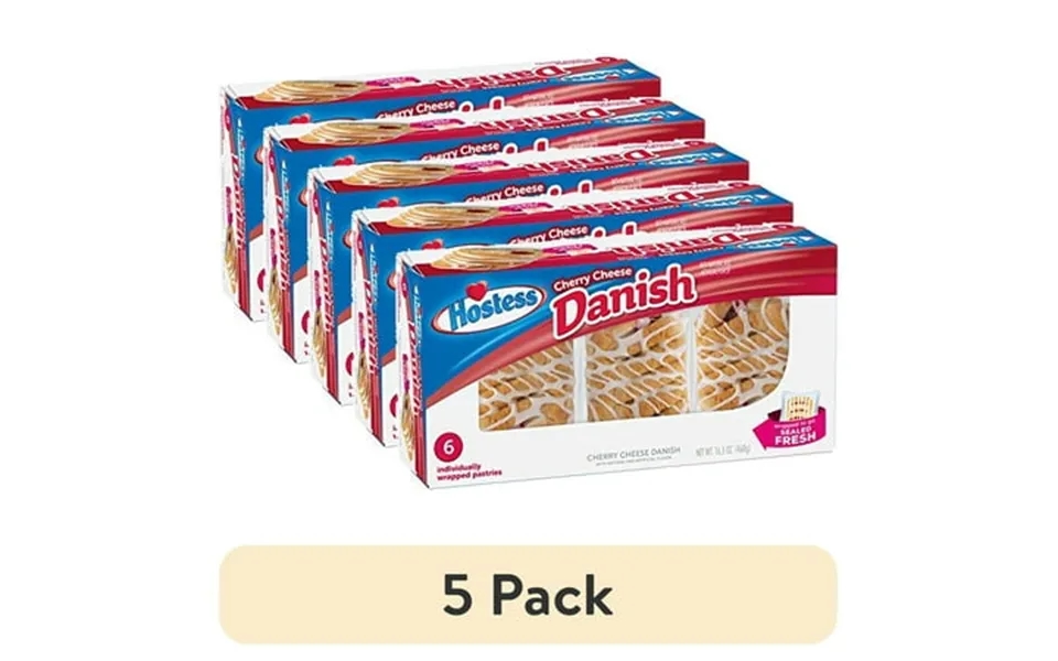 5 Pack Hostess Cherry Cheese Danish Individually Packaged 36 Count Case