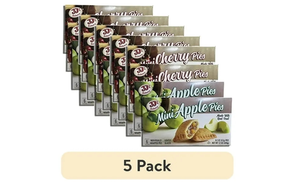 5 Pack Jj S Mini Apple And Cherry Fruit Pies Combo Value Pack 6 Count Box Pack Of 4 24 Pies Total