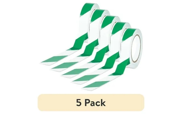 5 Pack Partners Brand Striped Vinyl Tape 1 X36yd Grn Wh Pk48 T9136gw product image