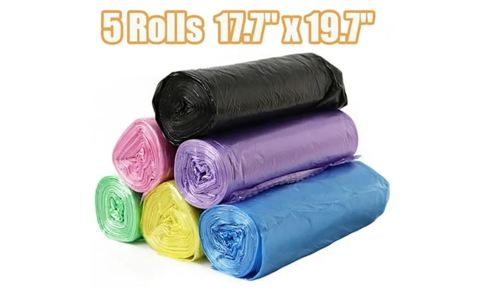 5 Rolls Small Trash Garbage Bags 17.7 X 19.7 Strong Thin Material Disposable Kitchen Garbage Bags Plastic Trash Bags For