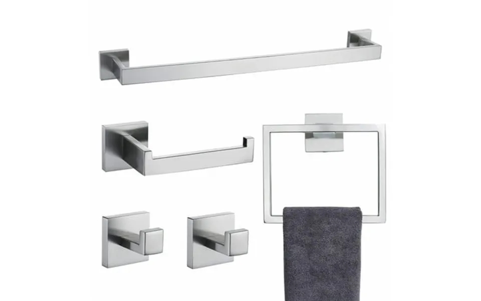 5-piece Bathroom Hardware Accessories Set 23.6 Towel Bar Towel Rack Sets Modern Towel Ring Kit Stainless Steel Wall Moun