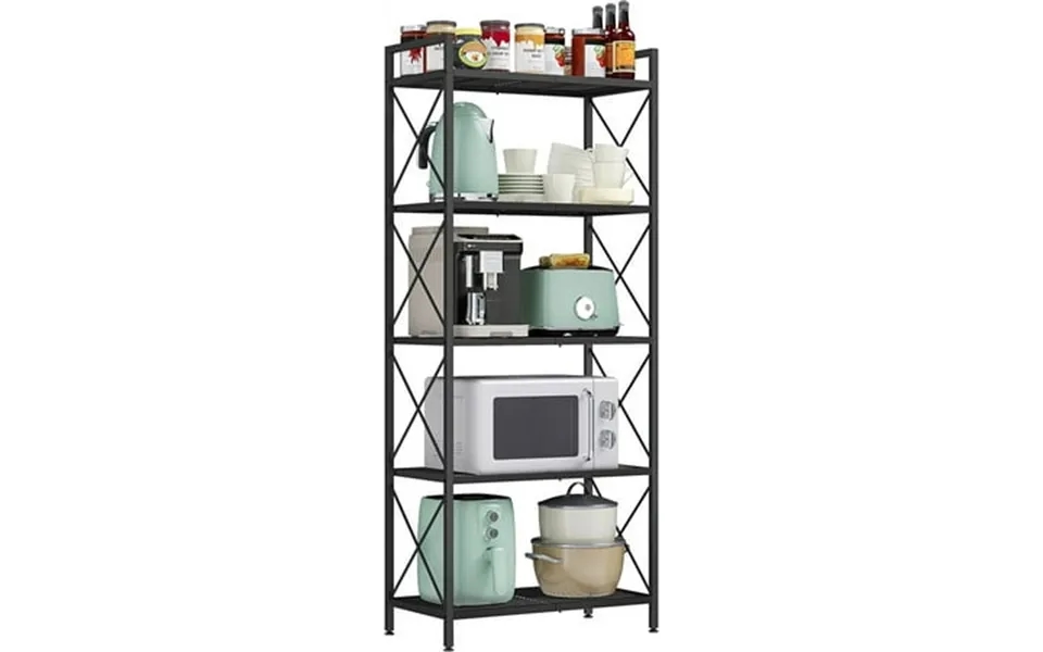 5-tier Metal Storage Rack Shelving Unit With X Side Frames Dense Mesh 12