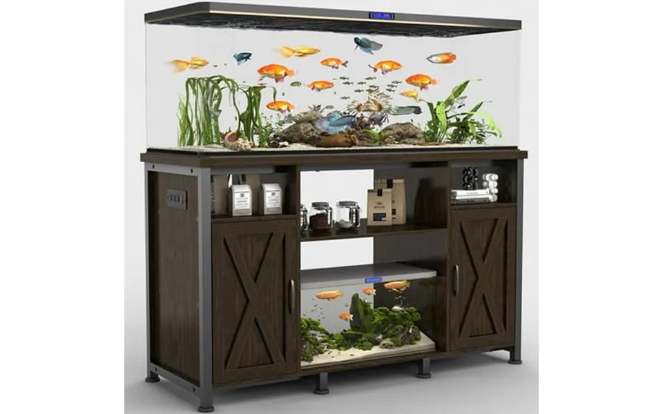 50-75 Gallon Fish Tank Stand With Power Outlets Linor Heavy Duty Metal Aquarium Stand With Cabinet For Fish Tank Accesso