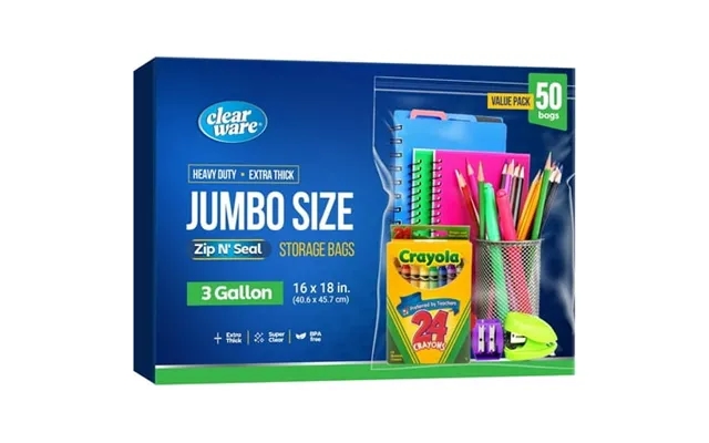 50 Large Plastic Bags With Zipper Top - 3 Gallon Bags 16 X 18 Extra Large Storage Bags For Clothes Travel Moving Reusabl product image