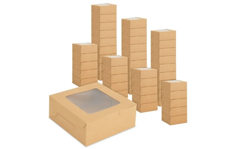 50 Pack 6x6 Dessert Boxes With Window Bulk Bakery Containers For Cookies Cupcakes Kraft Paper
