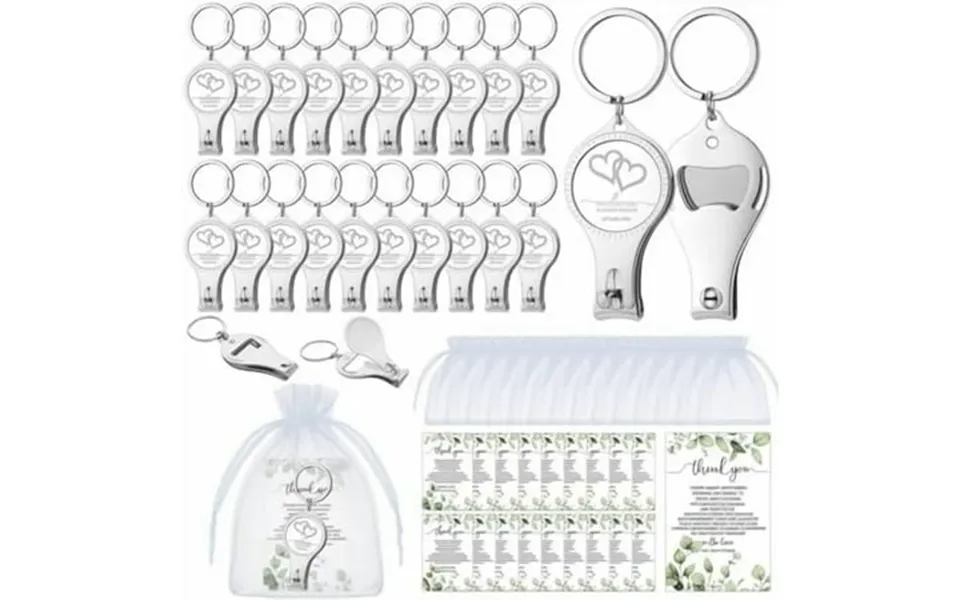 50 Sets Heart Shaped Multi-functional Bottle Opener Nail Clippers With Thank You Cards Guest S Favorite Wedding Items Su