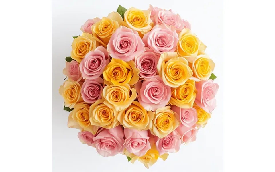 50 Stems Of Roses 25 Yellow And Pink- Beautiful Fresh Cut Flowers- Express Delivery