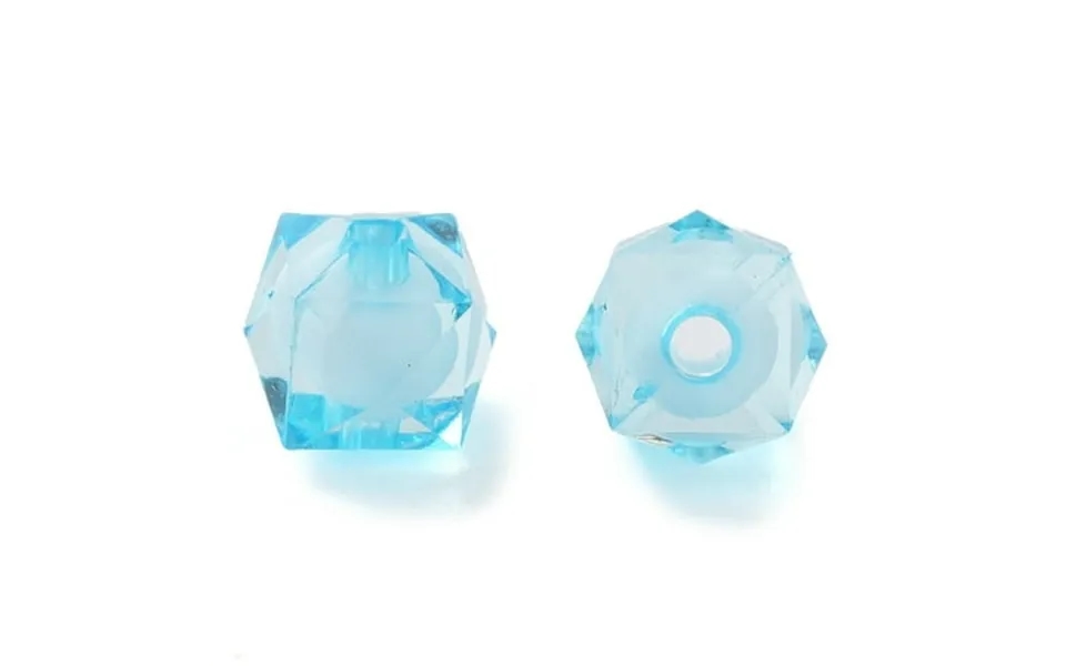 500g Transparent Acrylic Beads Bead In Bead Faceted Cube Sky Blue 10x9x9mm Hole 2mm 1050pcs 500g