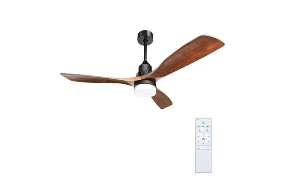52 Inch Ceiling Fan With Lights 6 Speed Remote Control Natural Walnut Finish With 3 Wood Fan Blades For Indoor Use D5141
