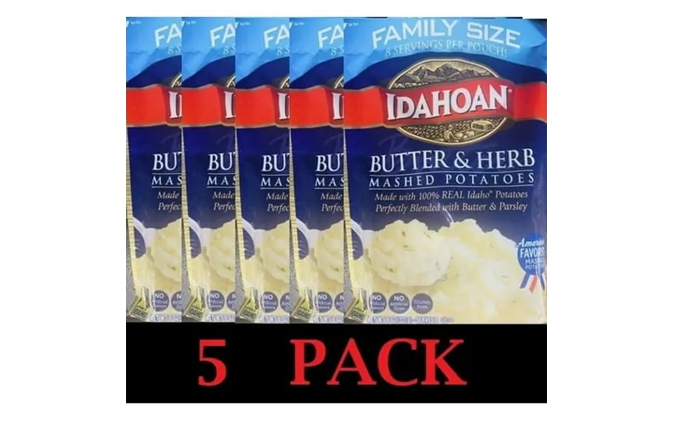 5x Idahoan Butter & Herb Mashed Potatoes 8 Oz Family Size Packet - 5 Pack