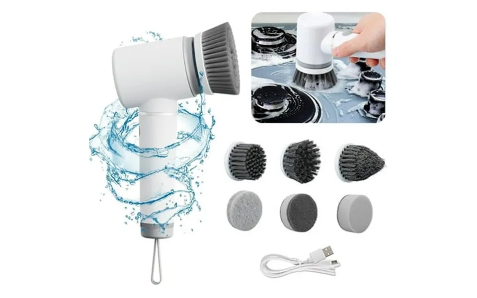 6 Brush Heads Electric Cleaning Brush Electric Battery Style Tools Grout Brush Suitable For Bathroom Wall Tiles Floor Ba