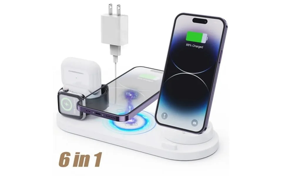 6 In 1 Charging Station Wireless Charger Compatible For Iphone Apple Watch Airpods & Android Devices 15w Fast Charging W