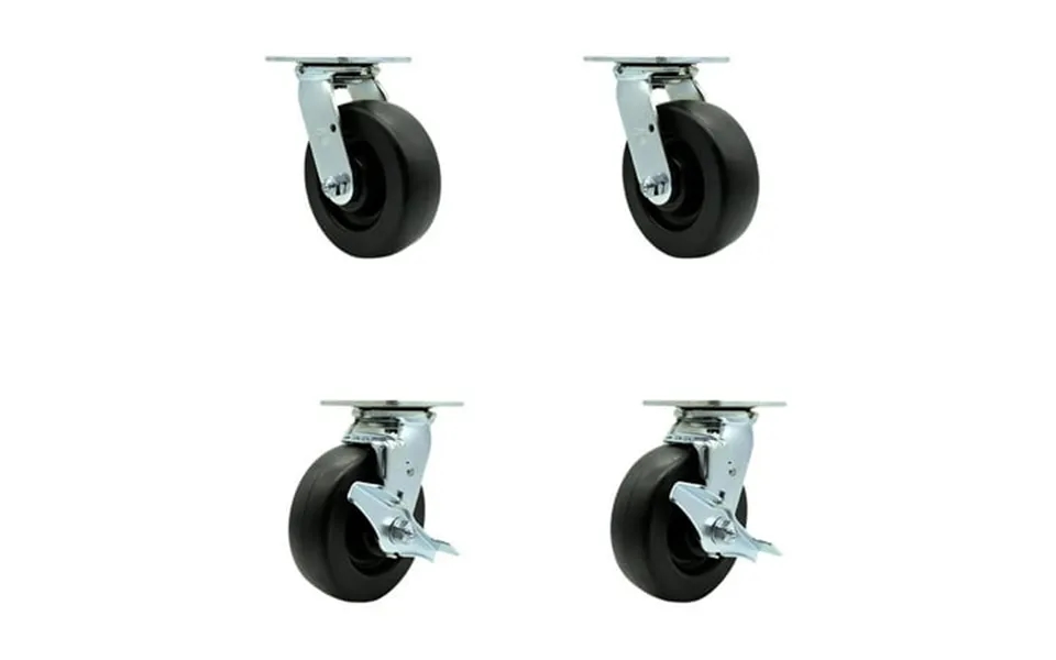 6 Inch Polyolefin Caster Set With Ball Bearings 2 Swivel Lock 2 Brake Scc