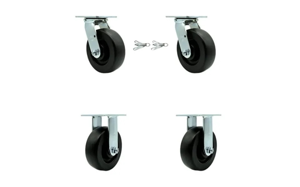 6 Inch Polyolefin Caster Set With Ball Bearings 2 Swivel Lock 2 Rigid Scc