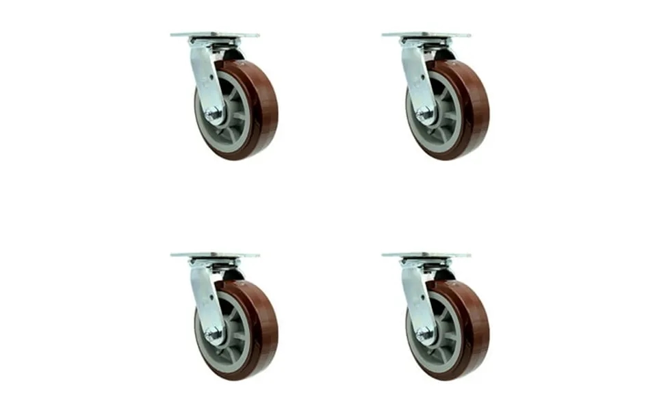 6 Inch Polyurethane Wheel Swivel Caster Set With Roller Bearing Service Caster