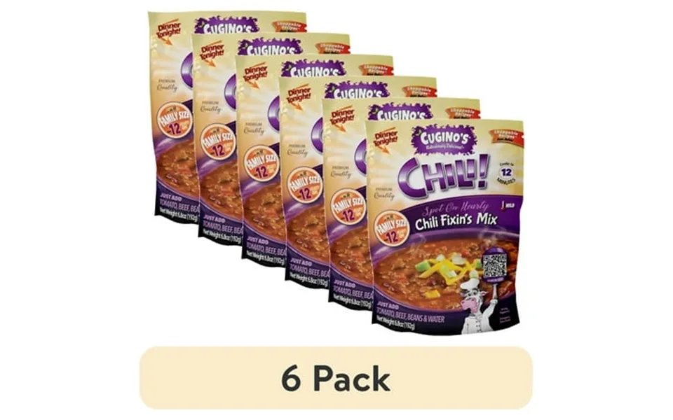6 Pack Cugino S Quick Meal Hearty Chili Fixin S Dried Mix 6.8oz Family Size Pouch Makes 12 Hearty Cups