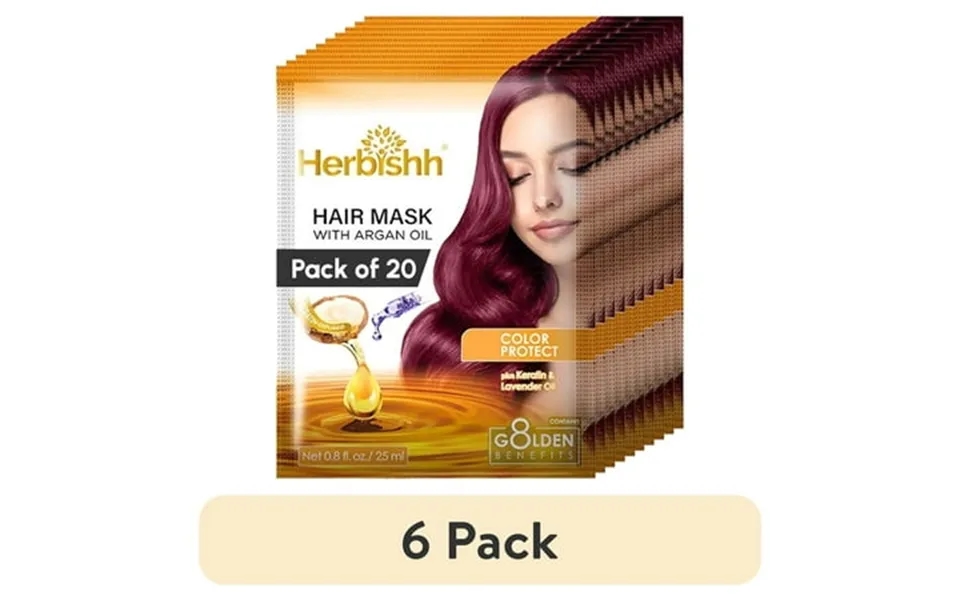 6 Pack Herbishh Argan Hair Mask Deep Conditioning & Hydration 25ml X 20 Pouches 500ml Sulfate-free Paraben-free Repair F