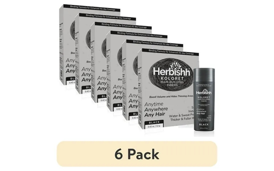 6 Pack Herbishh Koloret Hair Building Fibers Dark Brown Root Touch Up Powder For Men & Women Instant Bald Cover-up & Sca