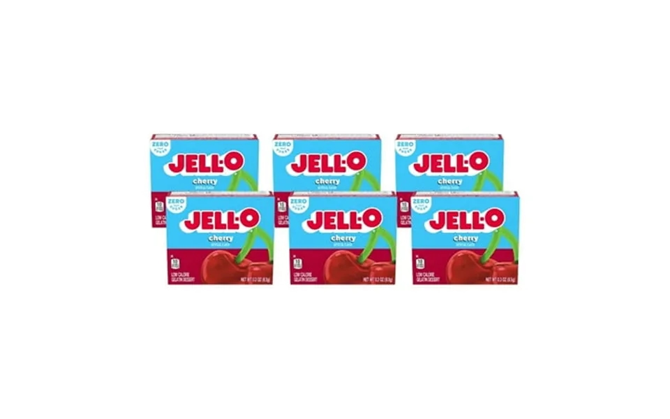 6 Pack Jell-o Black Cherry Artificially Flavored Zero Sugar Low Calorie Gelatin Dessert Mix 0