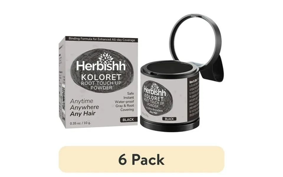 6 Pack Koloret Root Touch Up Powder Natural Black Powder For Women & Men Instant Root Cover Up For Gray Coverage Hairlin