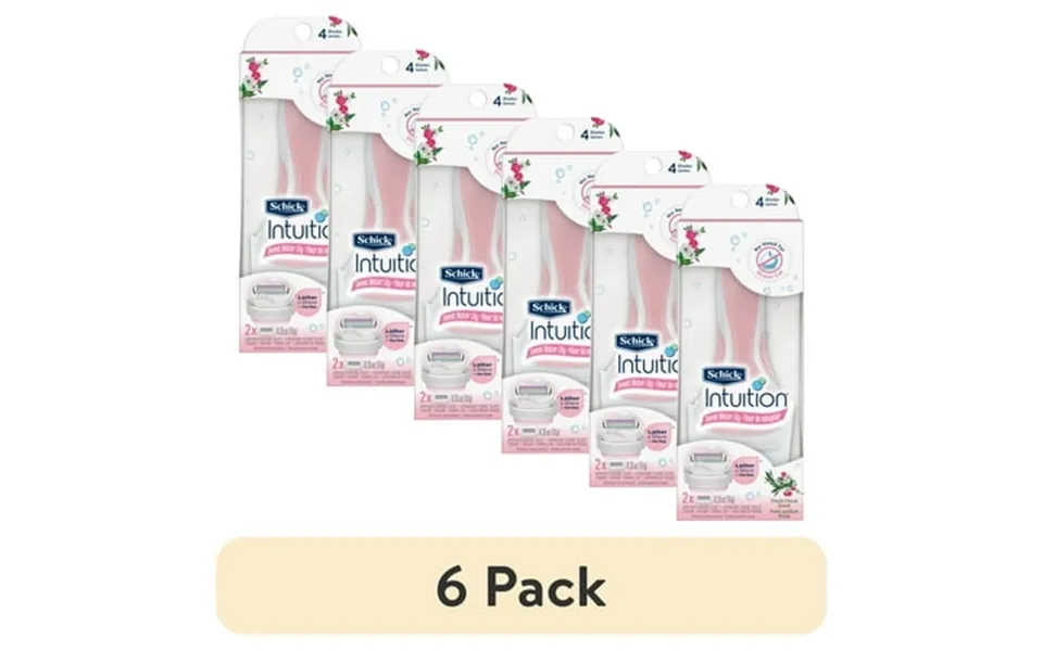 6 Pack Schick Intuition 4-blade Sweet Water Lily Women S Razor Handle Plus 2 Razor Blade Cartridge Refills Lather & Shav