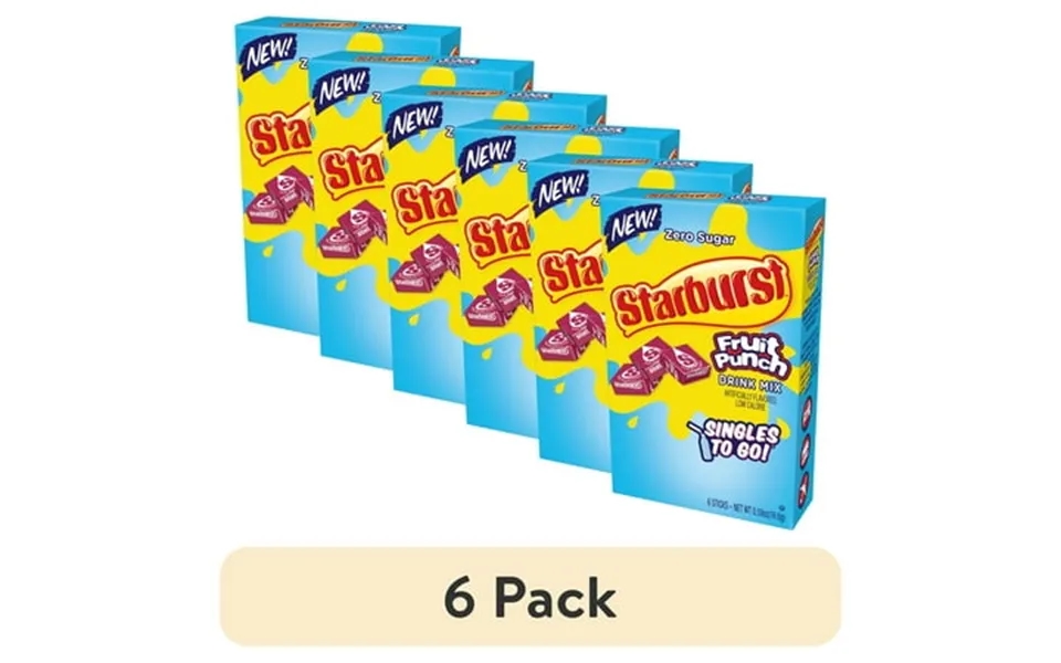 6 Pack Starburst 6ct Fruit Punch Drink Mix Sugar-free On-the-go Drink Mix 0