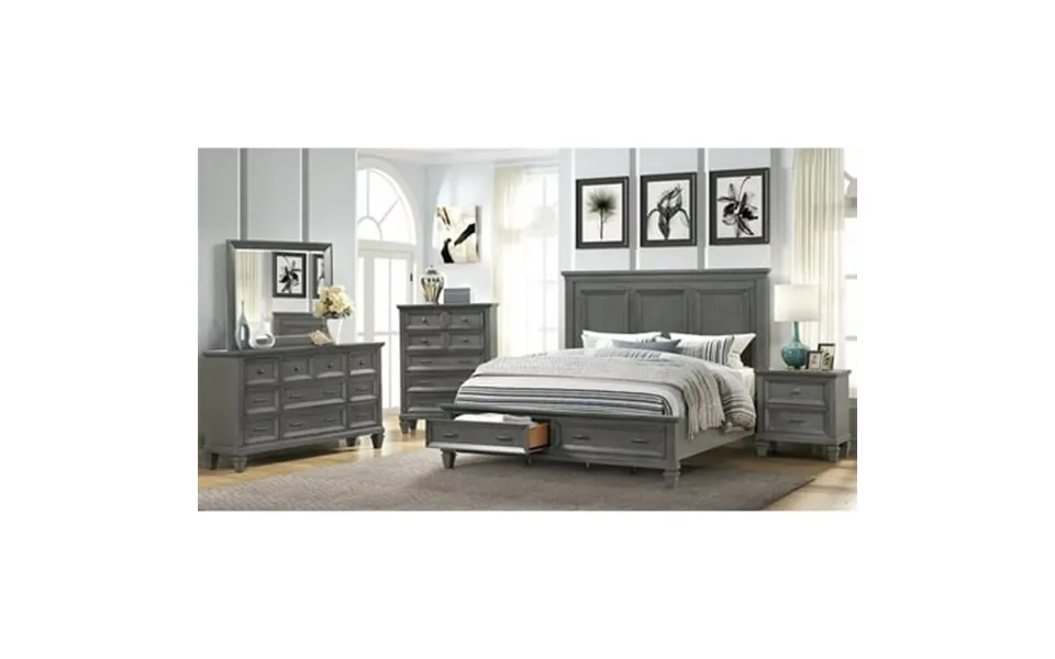 6 Piece Bedroom Furniture Sets King Size Storage Bed With 2 Nightstands Chest Dresser And Mirror Wood Platform Bed Frame