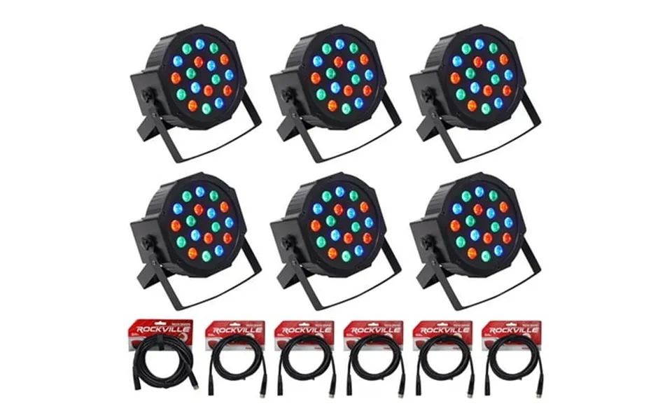 6 Rockville Rockpar50 Led Rgb Compact Par Can Dj Club Dmx Wash Lights Cables