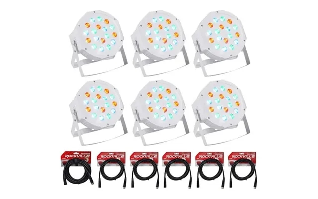 6 Rockville Rockpar50 Wht Led Rgb Par Can Dj Club Dmx Wash Lights Cables product image