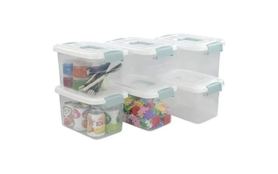 6-pack 6 Quart Clear Plastic Small Storage Box Bins With Handles Latches Lids