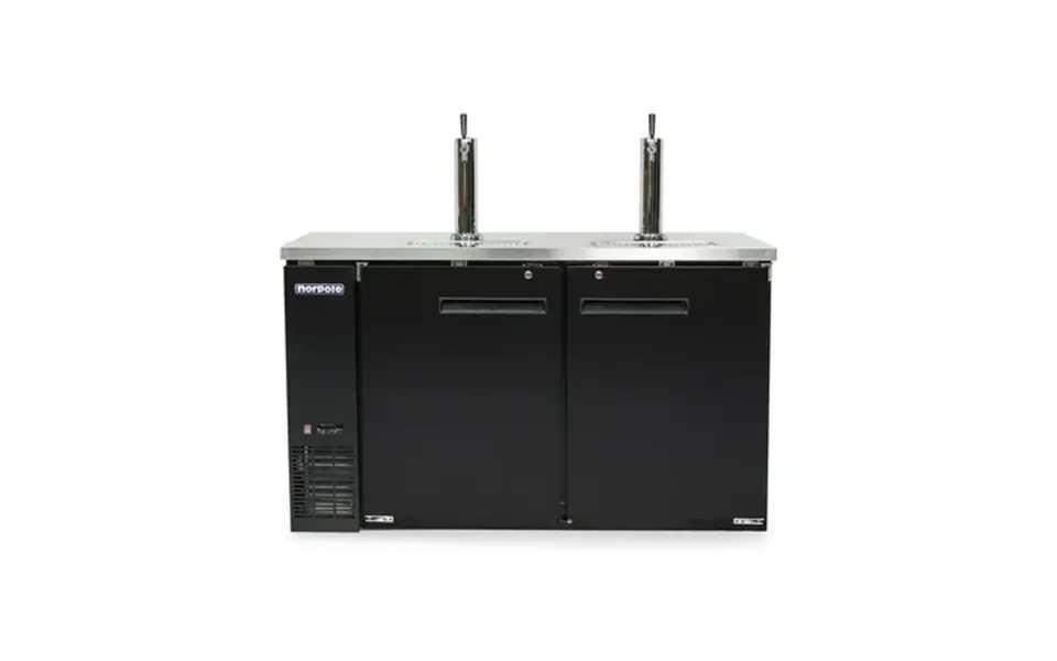 61 In. 16 Cu. Ft. 2 Door Direct Draw Beer Kegerator Dispenser With Double Tap In Black